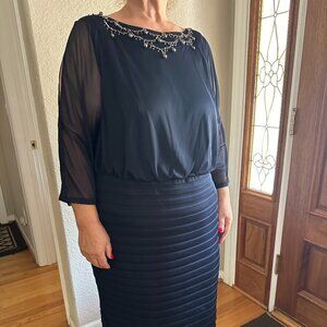 Womens Formal Dark Navy Embellished Evening Dress Size 22W